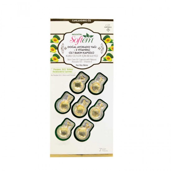Avokado Yağı + E Vitaminli Cilt Bakım Kapsülü Softem