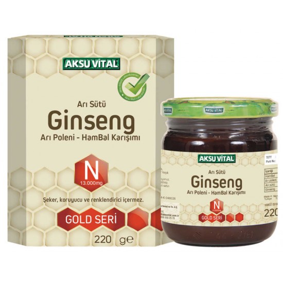 Ginsengli Arı Sütü Bal Polen Karışımı Aksuvital 220 gr