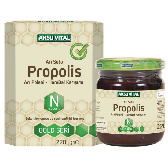 Propolisli Arı Sütü Bal Polen Karışımı Aksuvital 8000 Mg 220 gr